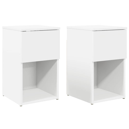 Bed kast 2 pcs Wit 29 x 31,5 x 49 cm Bewerkt hout is nu te koop bij PeponiXL, paradijselijk wonen!