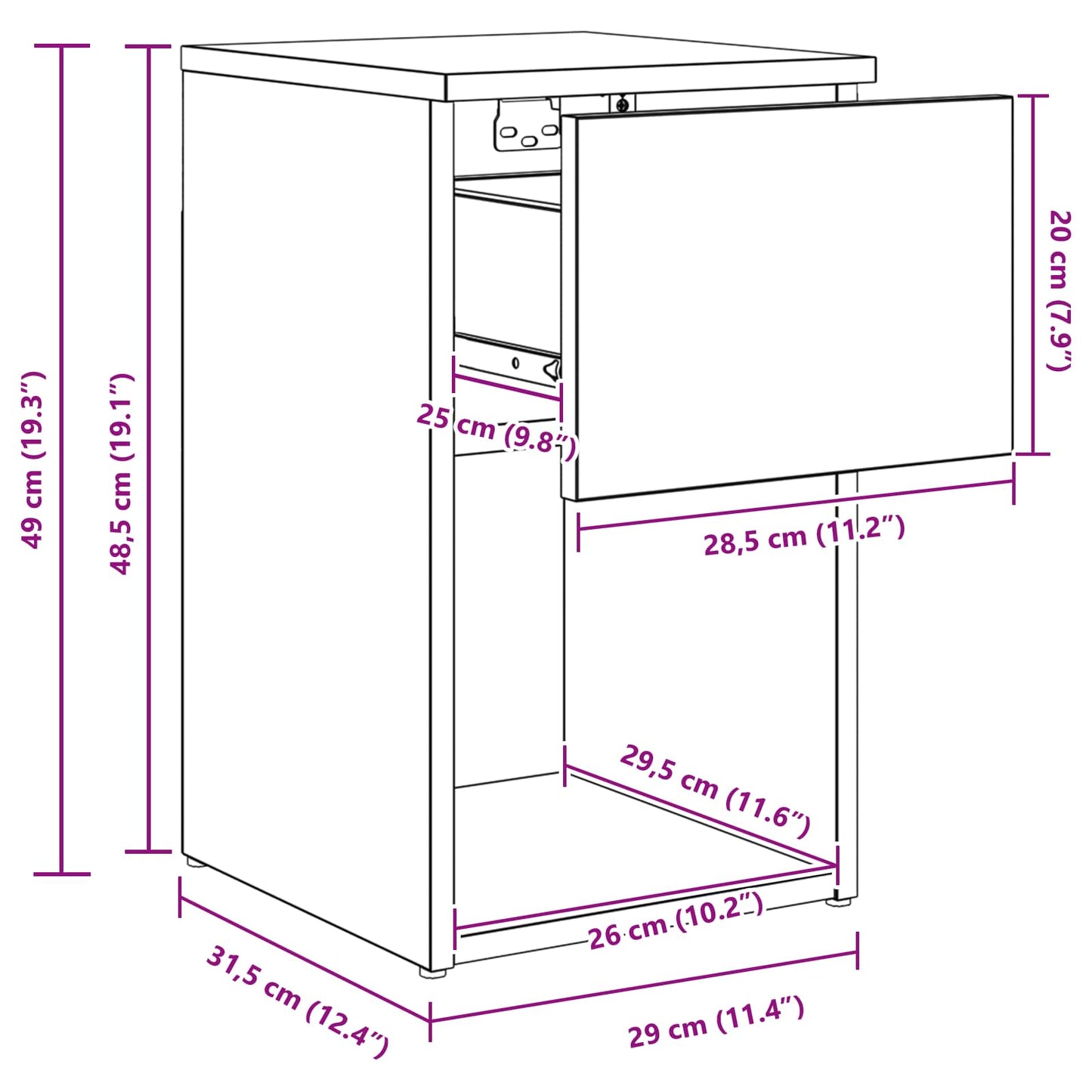 Bed kast 2 pcs Betongrijs 29 x 31,5 x 49 cm Bewerkt hout is nu te koop bij PeponiXL, paradijselijk wonen!
