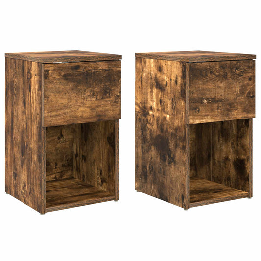 Bed kast 2 pcs Gerookt eiken 29 x 31,5 x 49 cm Bewerkt hout is nu te koop bij PeponiXL, paradijselijk wonen!