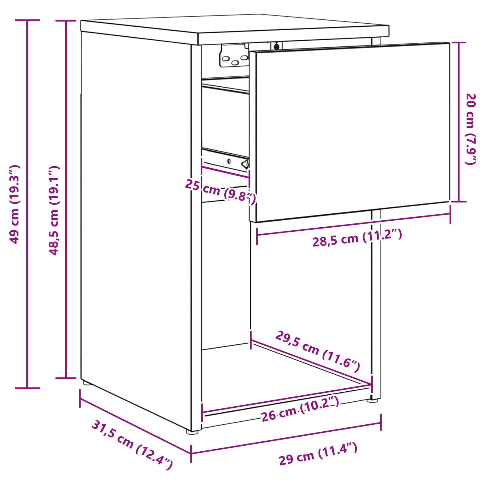 Bed kast Oud hout 29 x 31,5 x 49 cm Bewerkt hout is nu te koop bij PeponiXL, paradijselijk wonen!