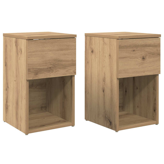Bed kast 2 pcs Artisanaal eiken 29 x 31,5 x 49 cm Bewerkt hout is nu te koop bij PeponiXL, paradijselijk wonen!