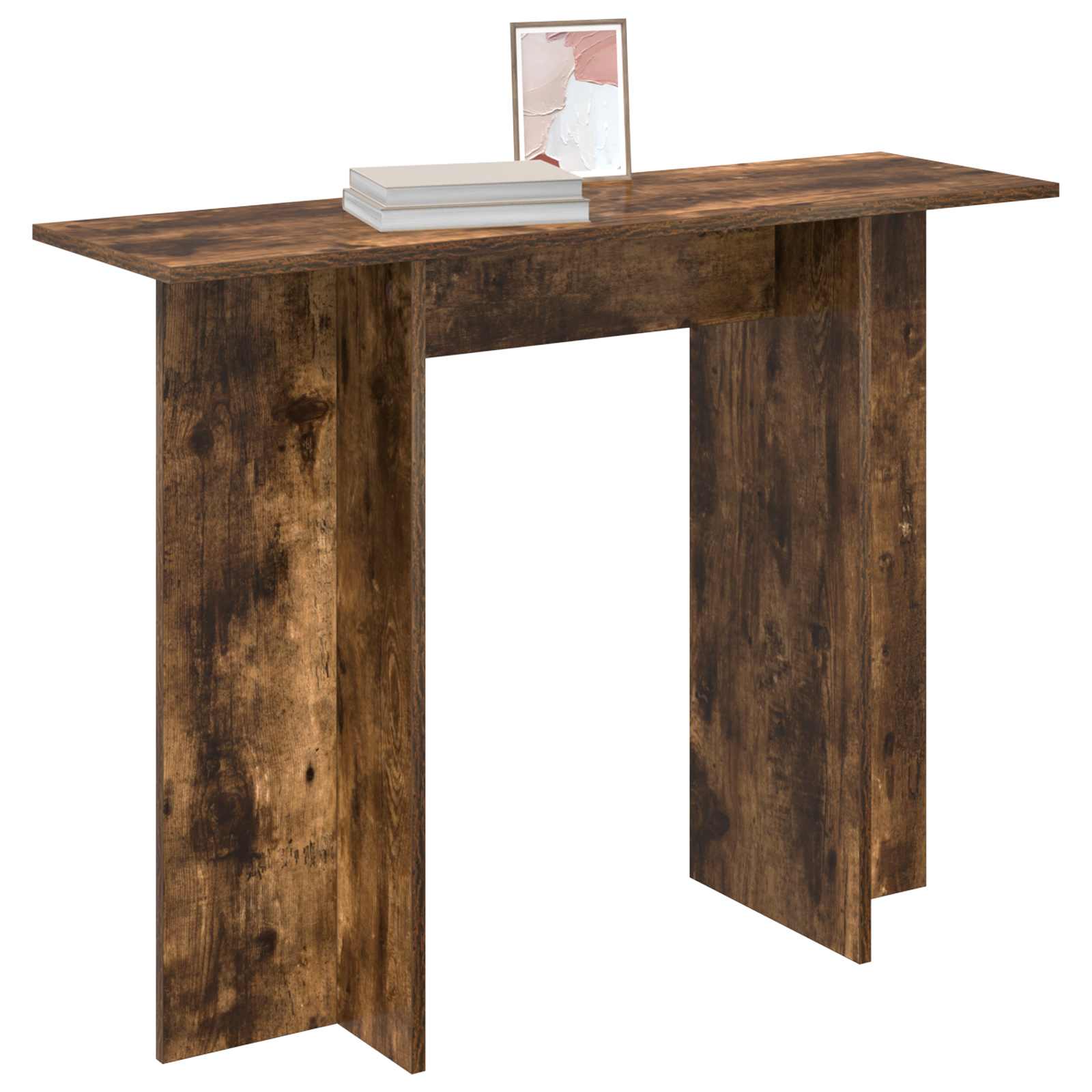 Consoletafel Gerookt Eiken 100 x 30 x 75 cm Bewerkt hout is nu te koop bij PeponiXL, paradijselijk wonen!