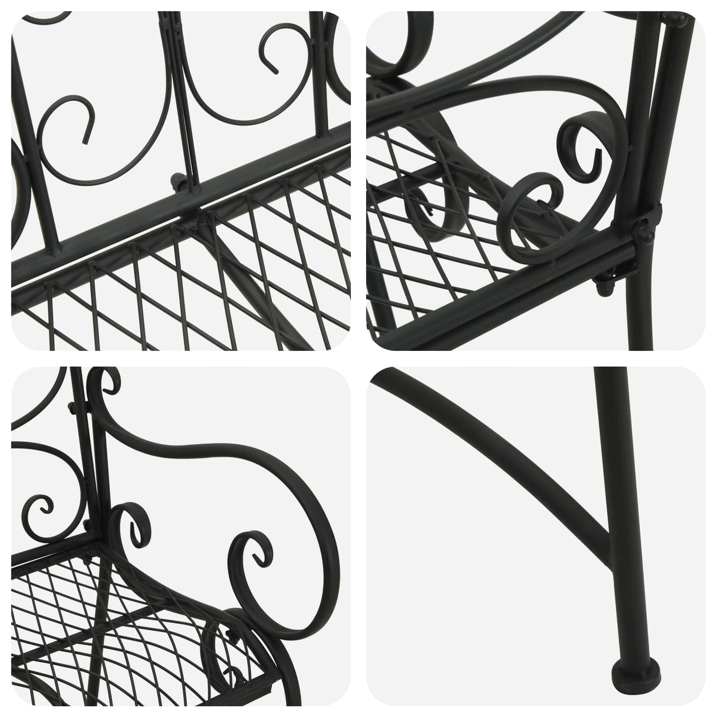 Tuinbank 2-Aantal zitplaatsen 114 x 56,5 x 90 cm Staal Zwart