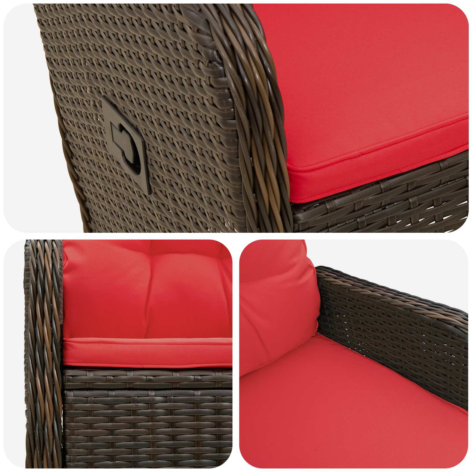 Verstelbare tuinstoel Bruin en Rood poly rattan is nu te koop bij PeponiXL, paradijselijk wonen!