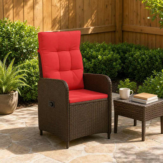Verstelbare tuinstoel Bruin en Rood poly rattan is nu te koop bij PeponiXL, paradijselijk wonen!