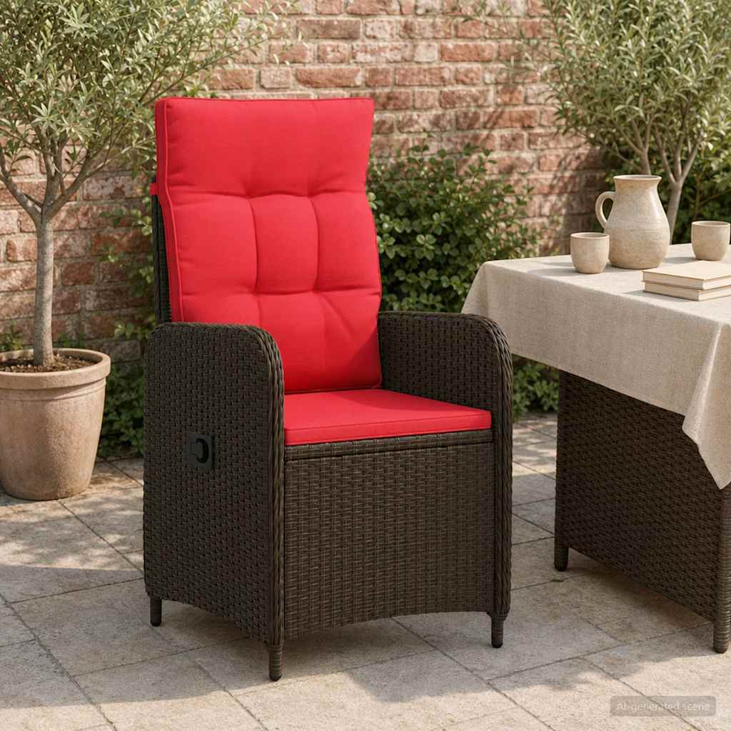 Verstelbare tuinstoel Bruin en Rood poly rattan is nu te koop bij PeponiXL, paradijselijk wonen!