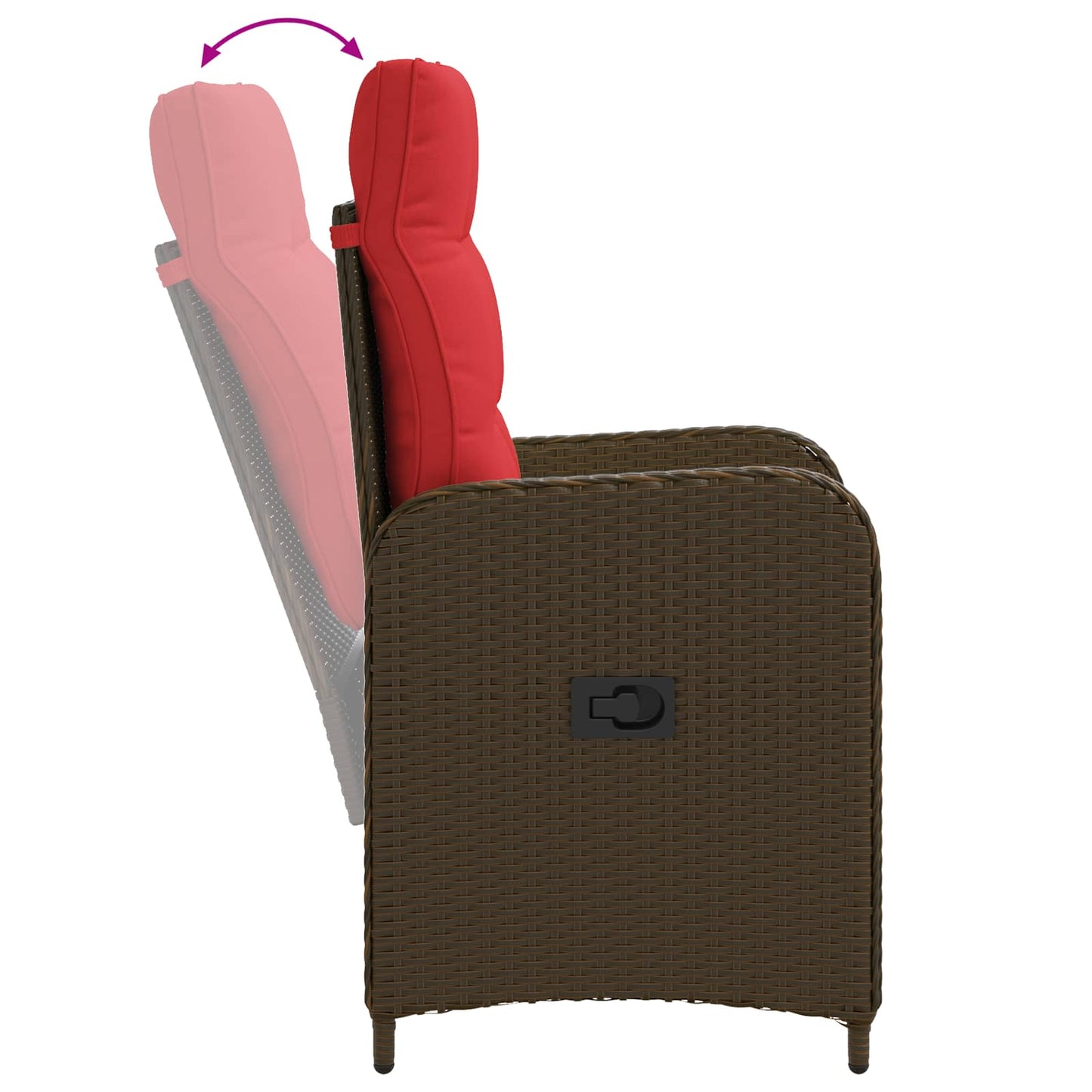 Verstelbare tuinstoel Bruin en Rood poly rattan is nu te koop bij PeponiXL, paradijselijk wonen!