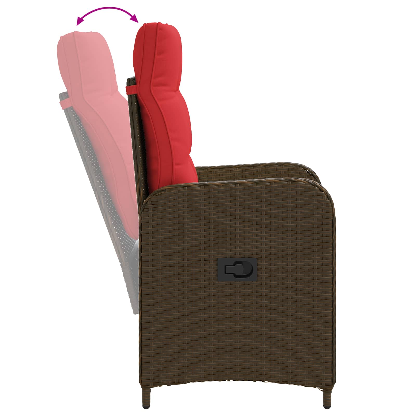 Verstelbare tuinstoel Bruin en Rood poly rattan is nu te koop bij PeponiXL, paradijselijk wonen!