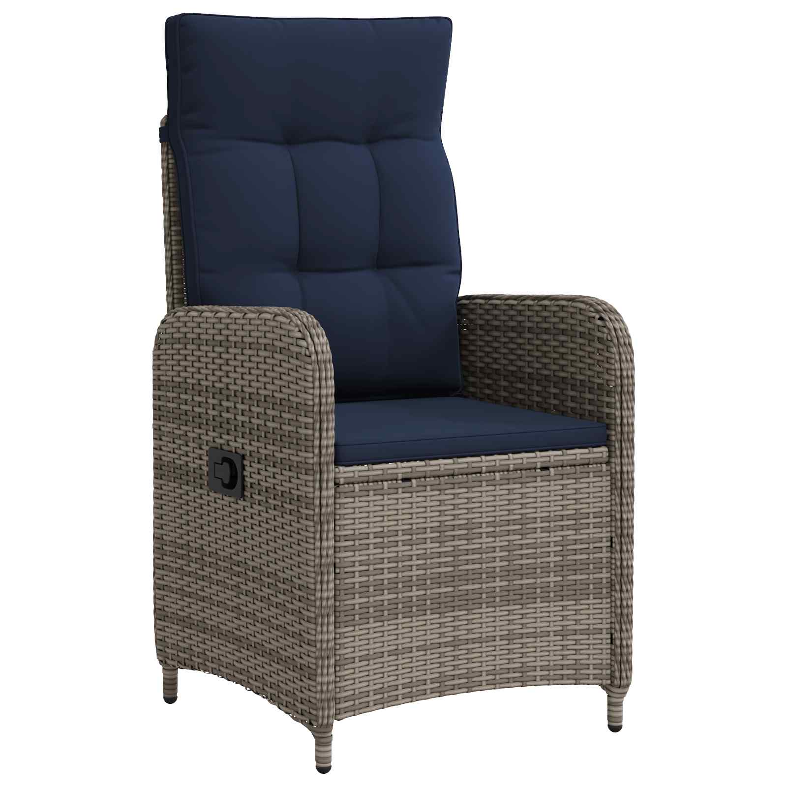 Verstelbare tuinstoel Grijs en Marineblauw poly rattan is nu te koop bij PeponiXL, paradijselijk wonen!