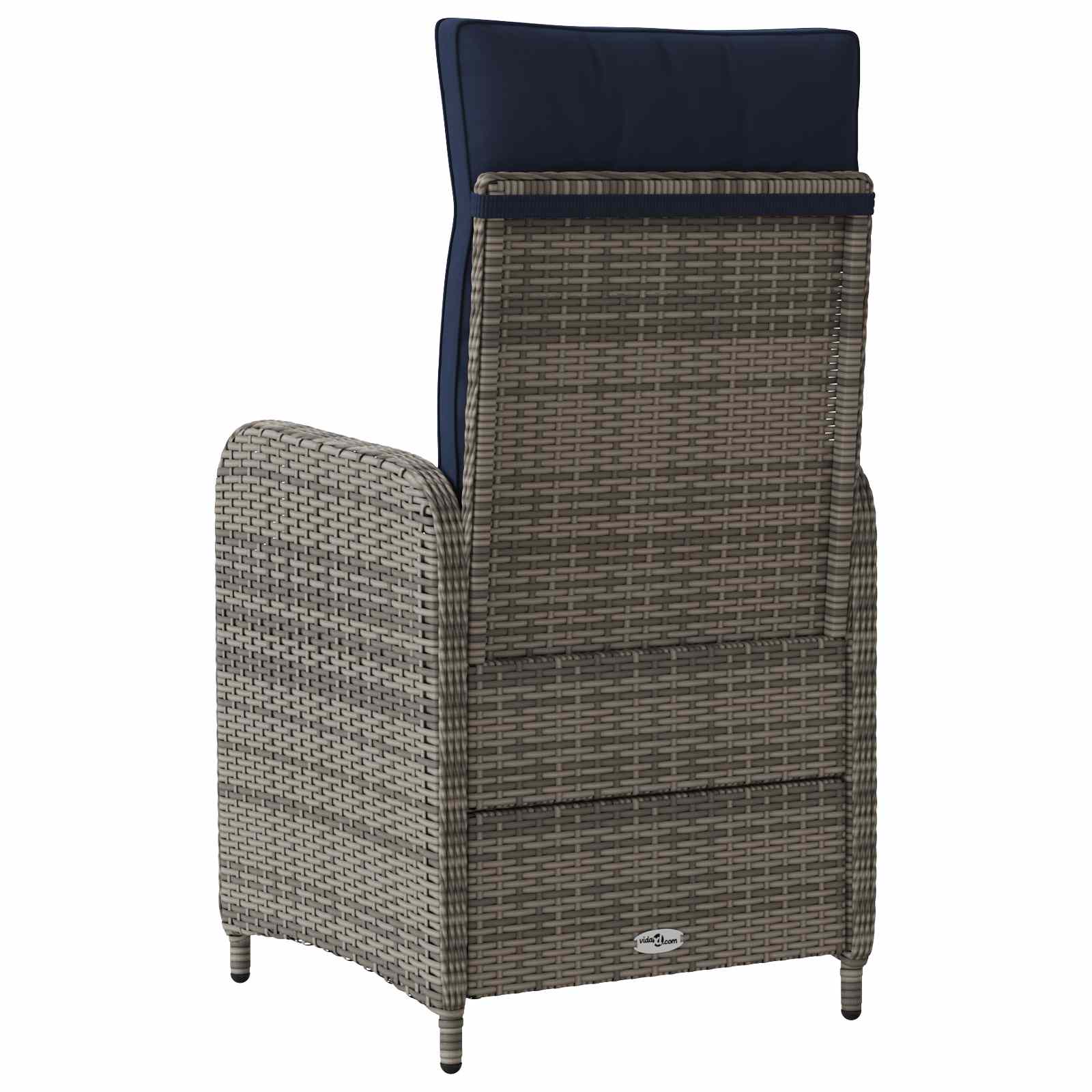 Verstelbare tuinstoel Grijs en Marineblauw poly rattan is nu te koop bij PeponiXL, paradijselijk wonen!
