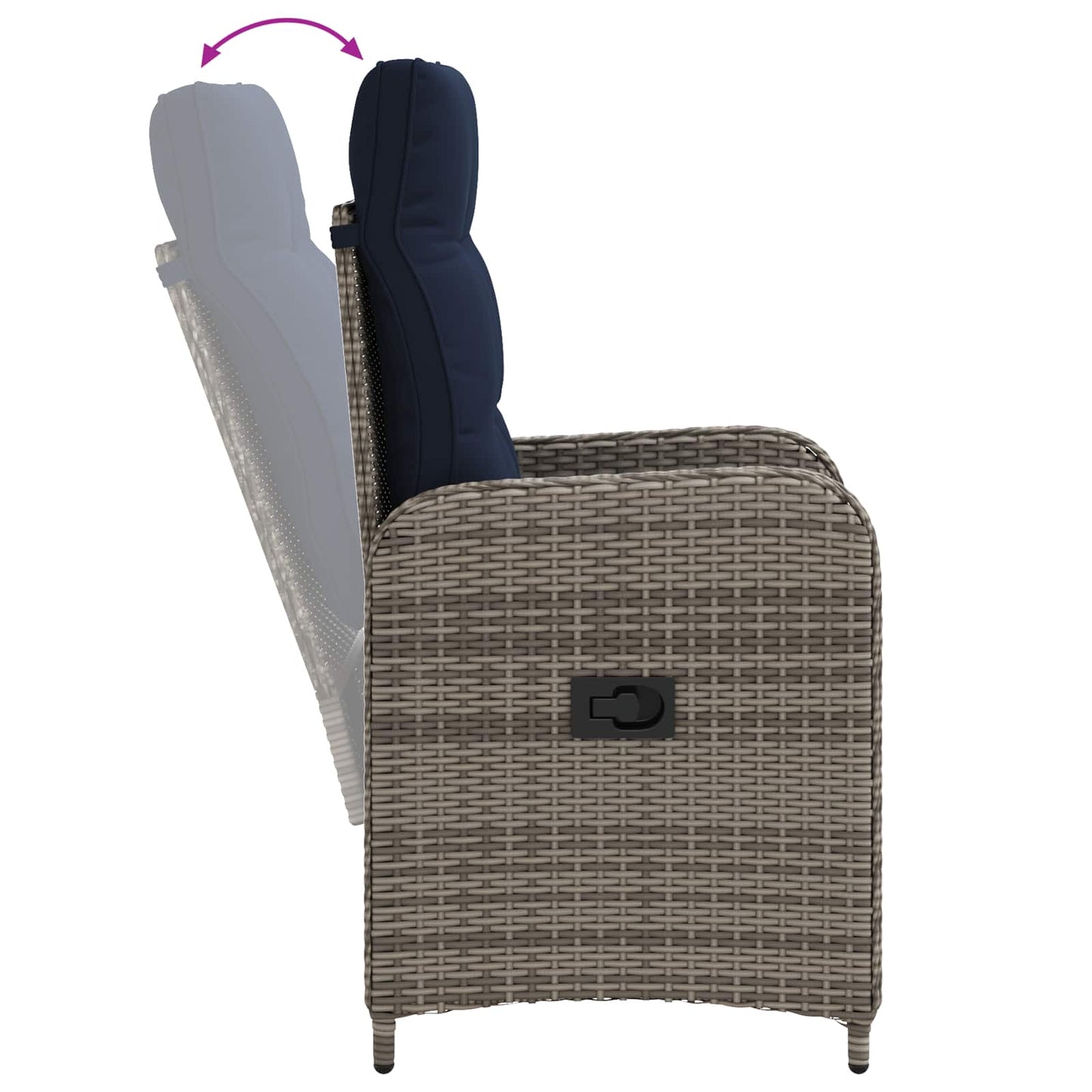Verstelbare tuinstoel Grijs en Marineblauw poly rattan is nu te koop bij PeponiXL, paradijselijk wonen!