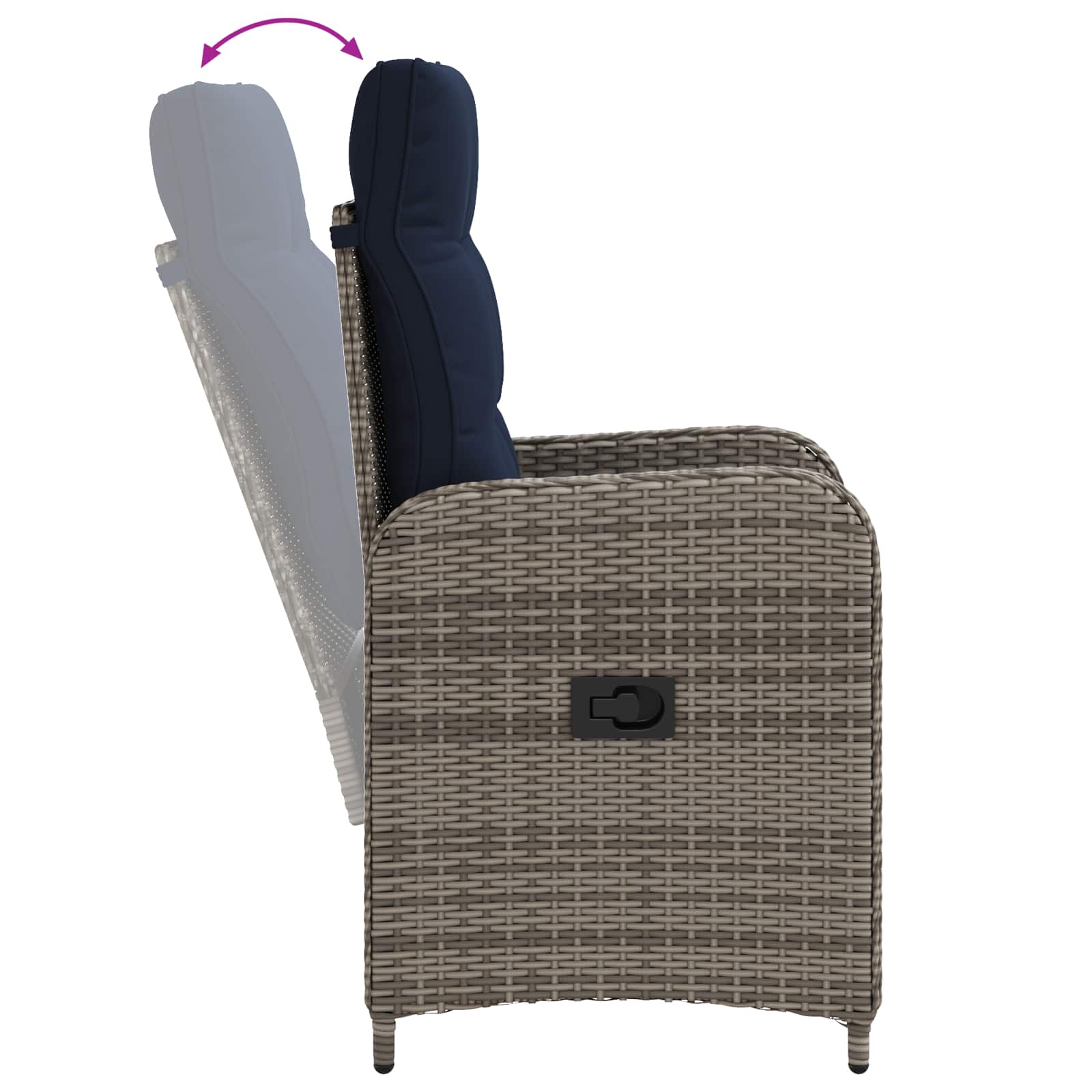 Verstelbare tuinstoel Grijs en Marineblauw poly rattan is nu te koop bij PeponiXL, paradijselijk wonen!