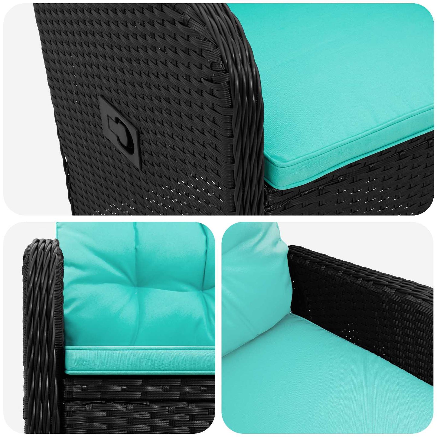 Verstelbare tuinstoel Zwart en Turquoise poly rattan is nu te koop bij PeponiXL, paradijselijk wonen!
