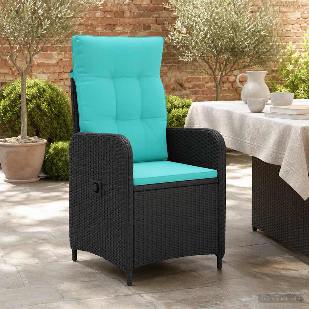 Verstelbare tuinstoel Zwart en Turquoise poly rattan is nu te koop bij PeponiXL, paradijselijk wonen!