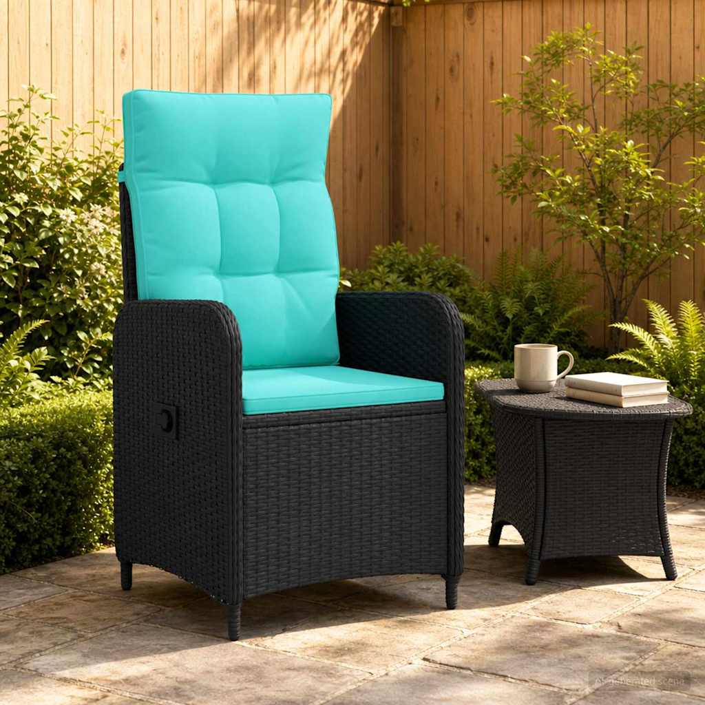 Verstelbare tuinstoel Zwart en Turquoise poly rattan is nu te koop bij PeponiXL, paradijselijk wonen!