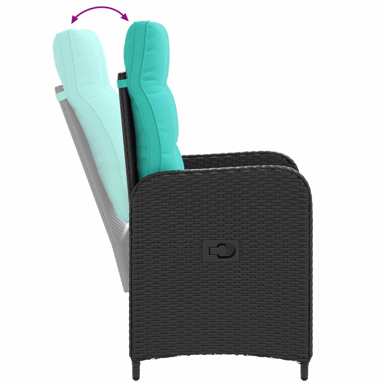 Verstelbare tuinstoel Zwart en Turquoise poly rattan is nu te koop bij PeponiXL, paradijselijk wonen!