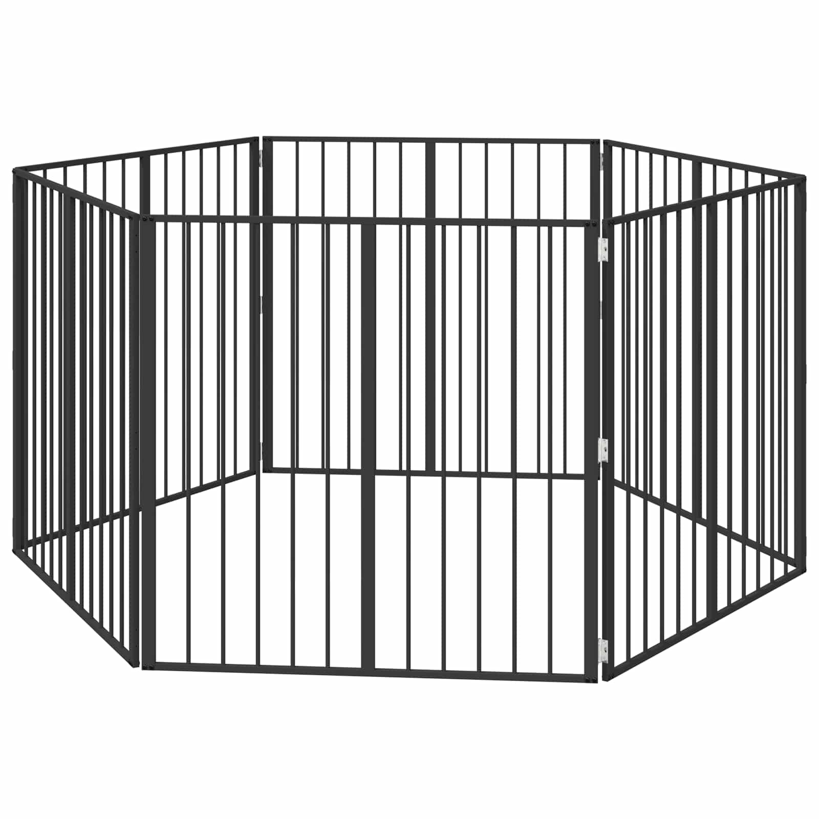 Hondenhek 6 pcs Zwart 100 x 100 cm Gegalvaniseerd staal is nu te koop bij PeponiXL, paradijselijk wonen!