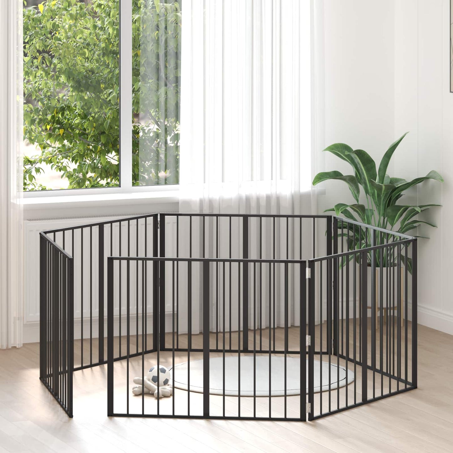 Hondenhek 6 pcs Zwart 100 x 80 cm Gegalvaniseerd staal is nu te koop bij PeponiXL, paradijselijk wonen!