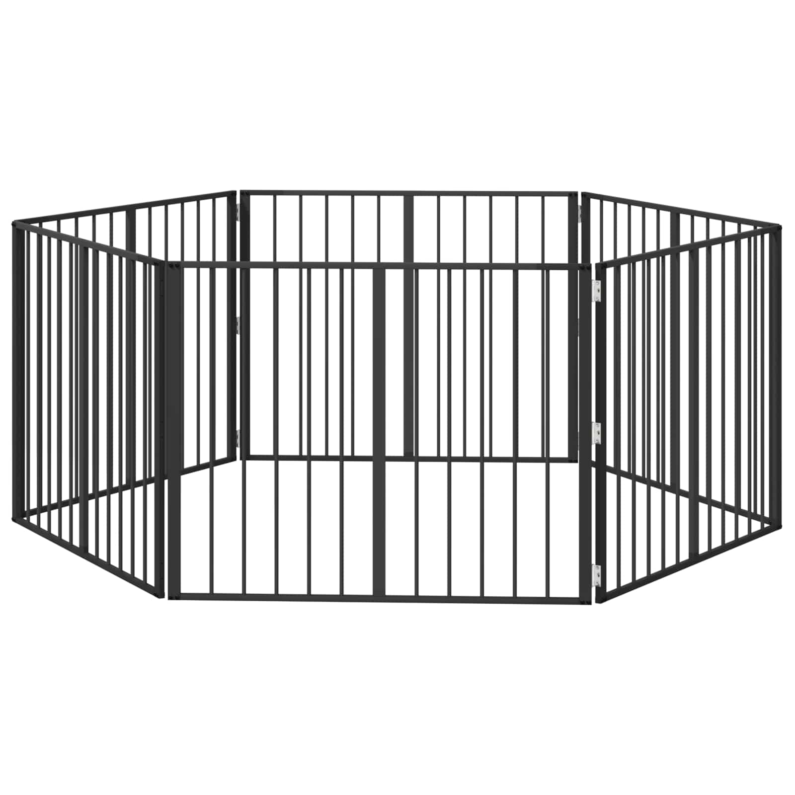Hondenhek 6 pcs Zwart 100 x 80 cm Gegalvaniseerd staal is nu te koop bij PeponiXL, paradijselijk wonen!