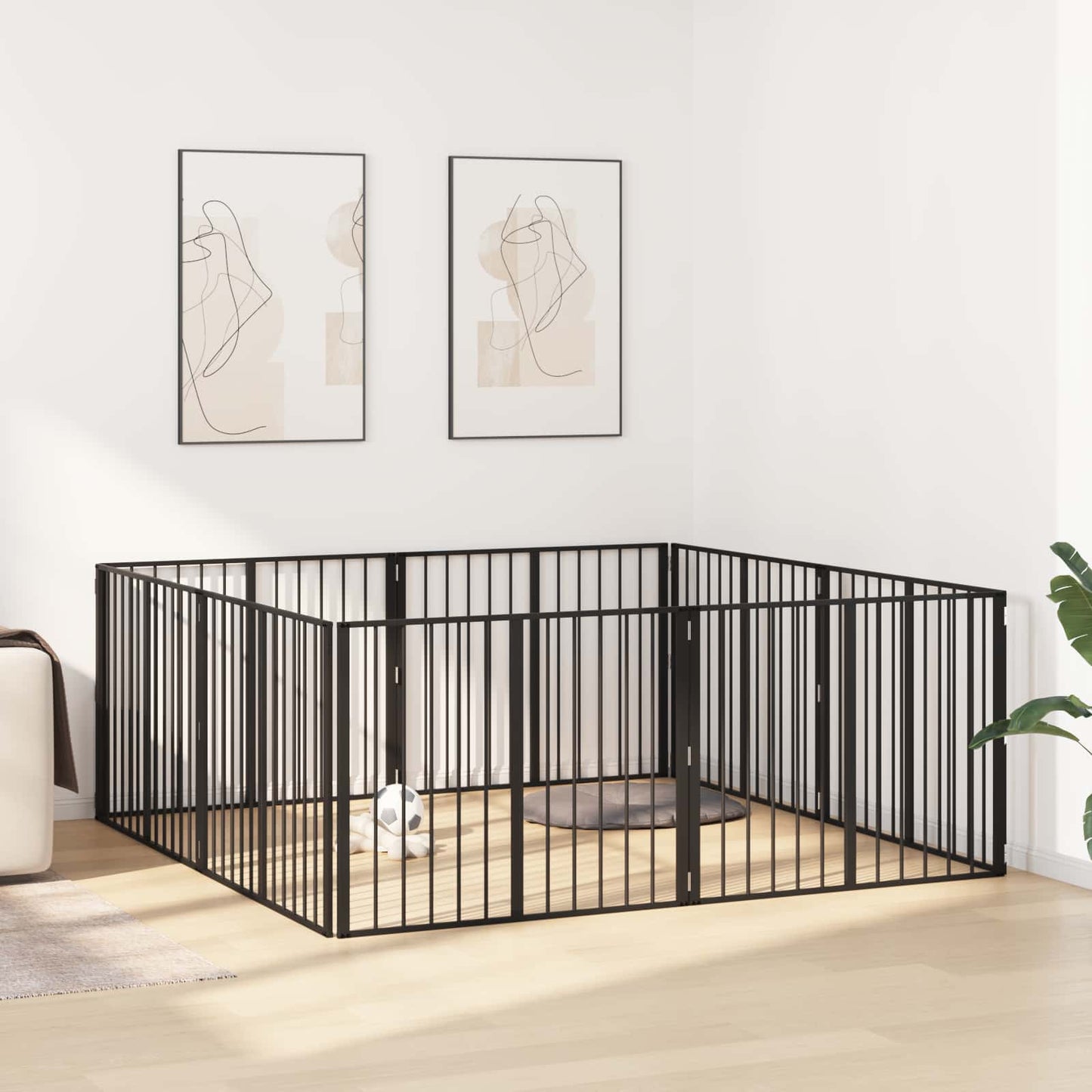 Hondenhek 8 pcs Zwart 100 x 80 cm Gegalvaniseerd staal is nu te koop bij PeponiXL, paradijselijk wonen!