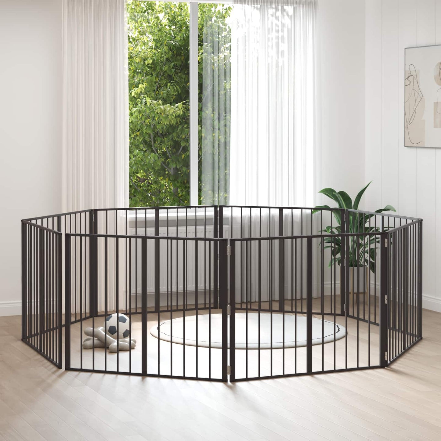 Hondenhek 8 pcs Zwart 100 x 80 cm Gegalvaniseerd staal is nu te koop bij PeponiXL, paradijselijk wonen!