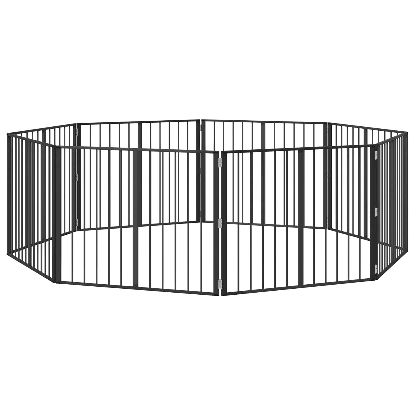 Hondenhek 8 pcs Zwart 100 x 80 cm Gegalvaniseerd staal is nu te koop bij PeponiXL, paradijselijk wonen!