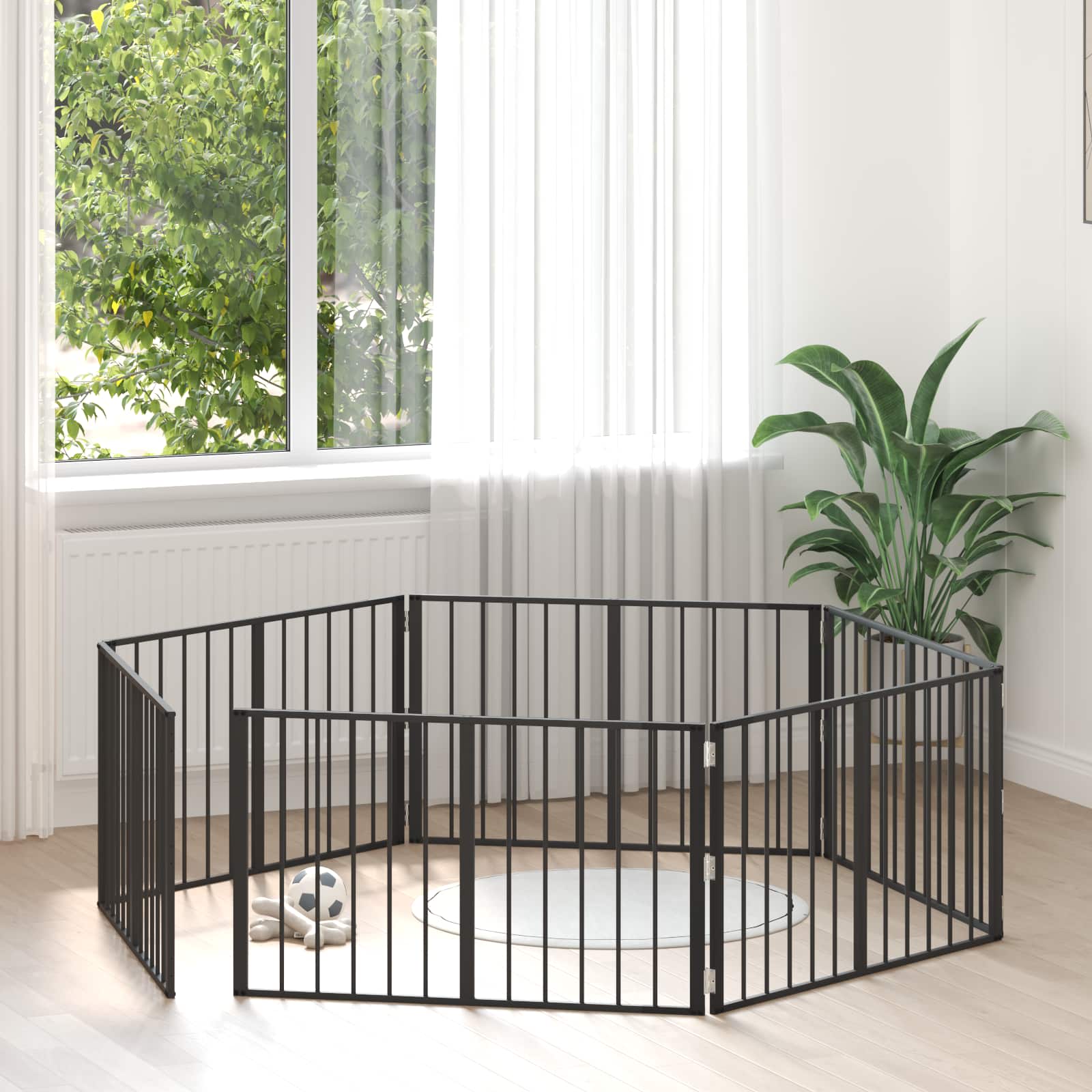 Hondenhek 6 pcs Zwart 100 x 60 cm Gegalvaniseerd staal is nu te koop bij PeponiXL, paradijselijk wonen!