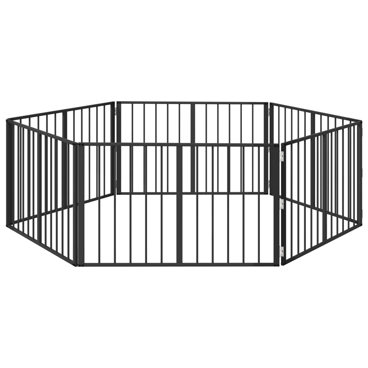Hondenhek 6 pcs Zwart 100 x 60 cm Gegalvaniseerd staal is nu te koop bij PeponiXL, paradijselijk wonen!