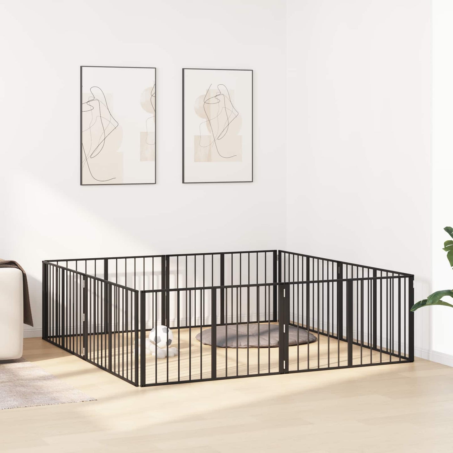 Hondenhek 8 pcs Zwart 100 x 60 cm Gegalvaniseerd staal is nu te koop bij PeponiXL, paradijselijk wonen!