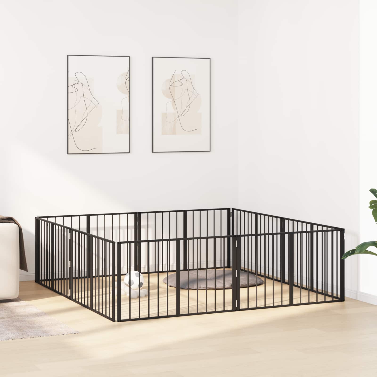 Hondenhek 8 pcs Zwart 100 x 60 cm Gegalvaniseerd staal is nu te koop bij PeponiXL, paradijselijk wonen!
