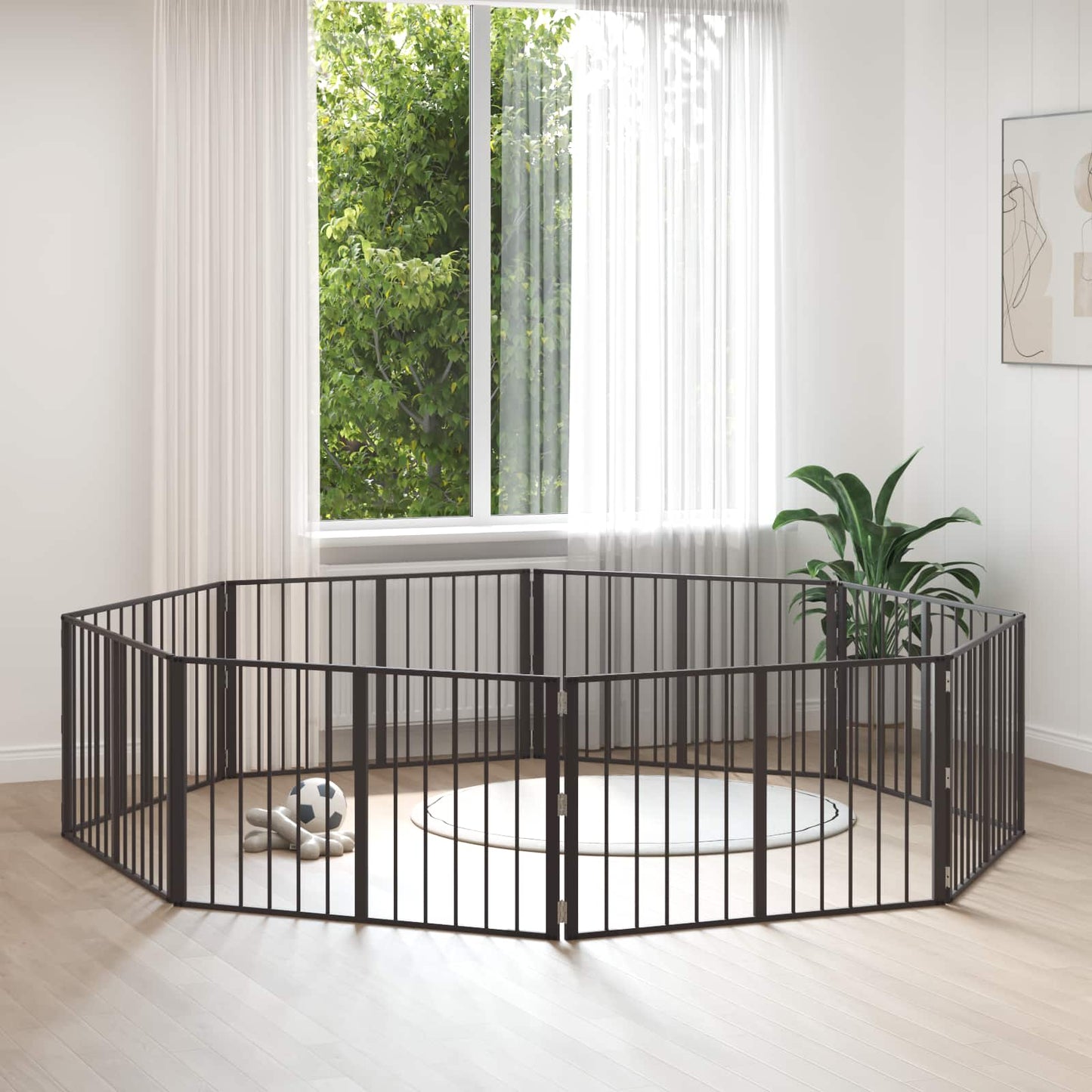 Hondenhek 8 pcs Zwart 100 x 60 cm Gegalvaniseerd staal is nu te koop bij PeponiXL, paradijselijk wonen!