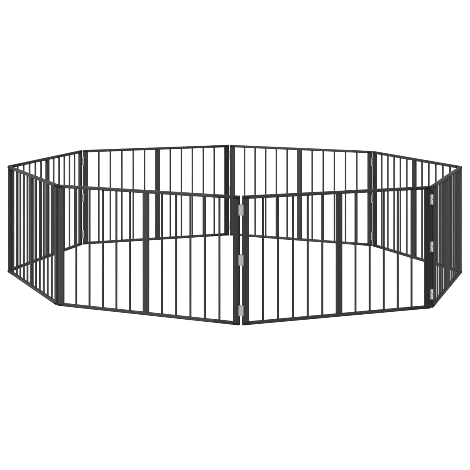 Hondenhek 8 pcs Zwart 100 x 60 cm Gegalvaniseerd staal is nu te koop bij PeponiXL, paradijselijk wonen!
