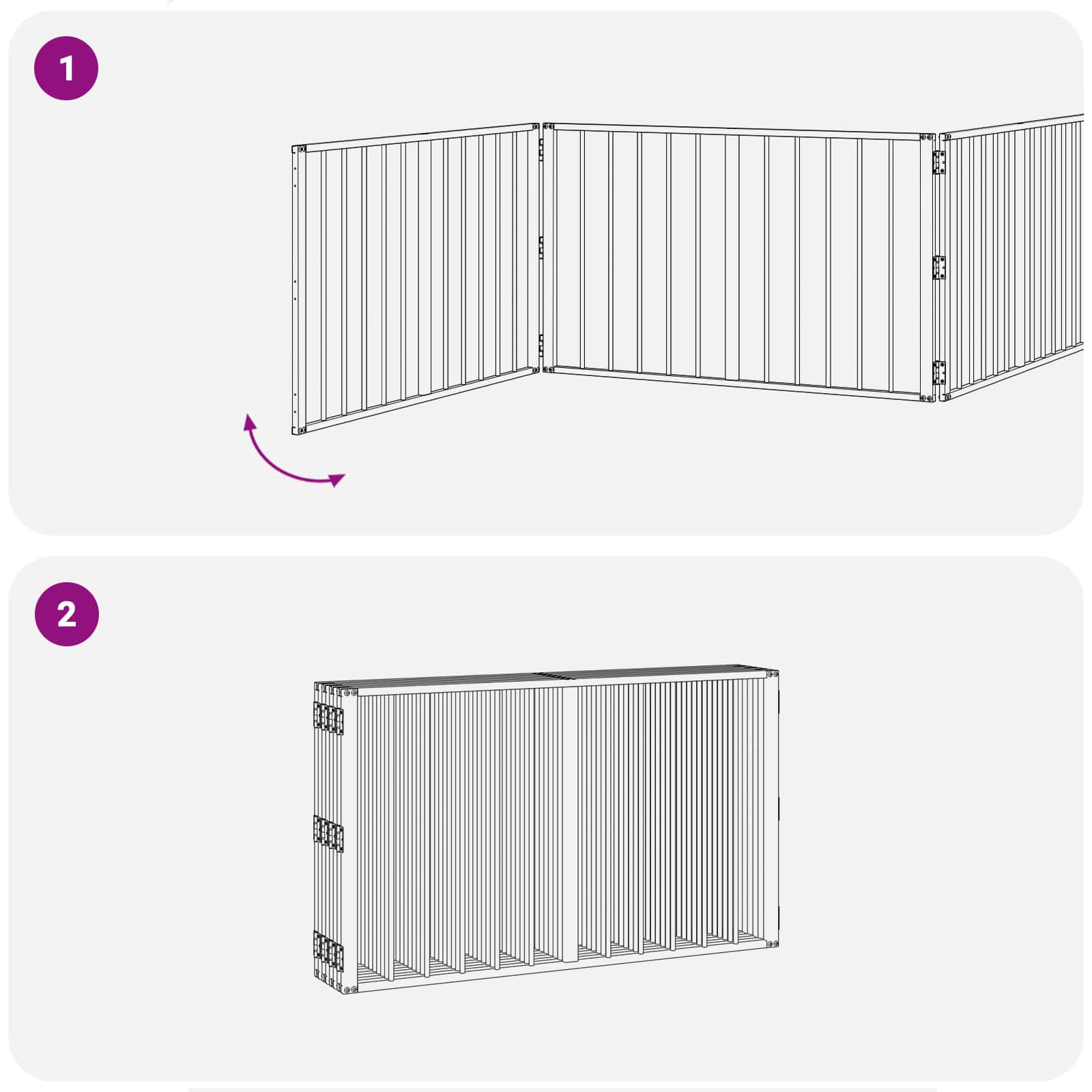 Hondenhek 8 pcs Zwart 100 x 60 cm Gegalvaniseerd staal is nu te koop bij PeponiXL, paradijselijk wonen!