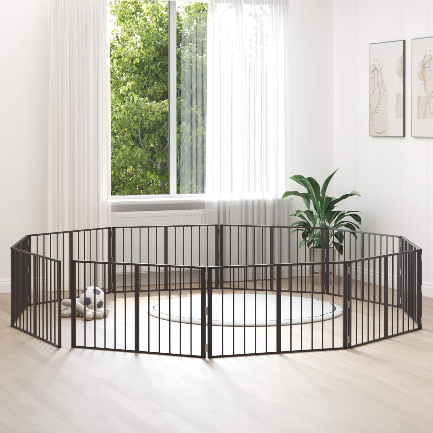 Hondenhek 10 pcs Zwart 100 x 60 cm Gegalvaniseerd staal is nu te koop bij PeponiXL, paradijselijk wonen!
