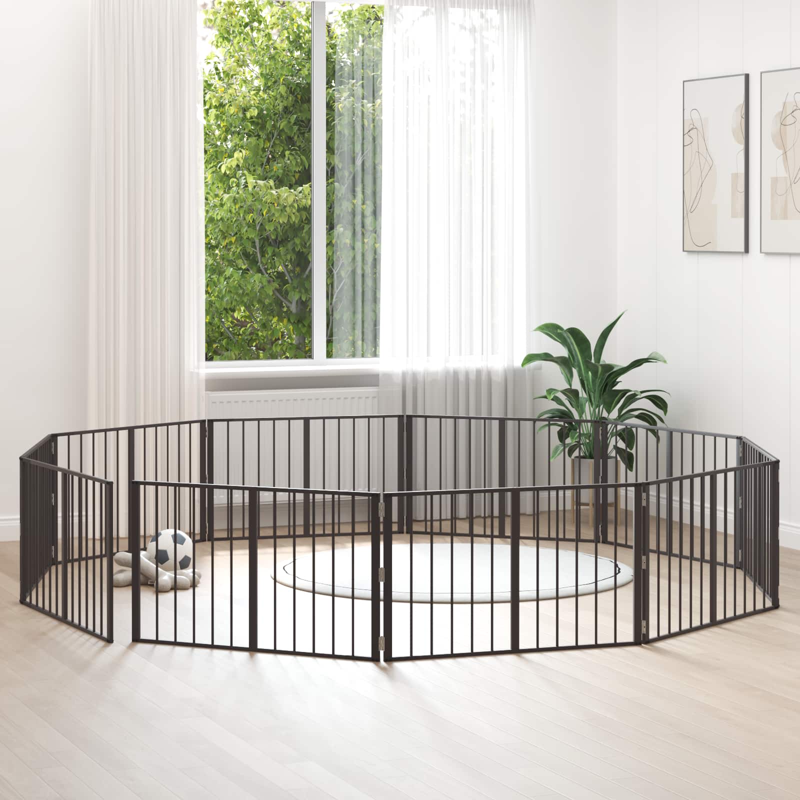 Hondenhek 10 pcs Zwart 100 x 60 cm Gegalvaniseerd staal is nu te koop bij PeponiXL, paradijselijk wonen!