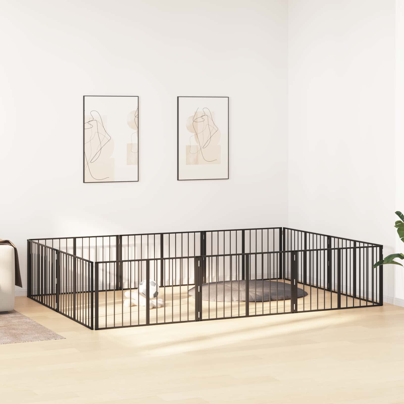Hondenhek 10 pcs Zwart 100 x 60 cm Gegalvaniseerd staal is nu te koop bij PeponiXL, paradijselijk wonen!
