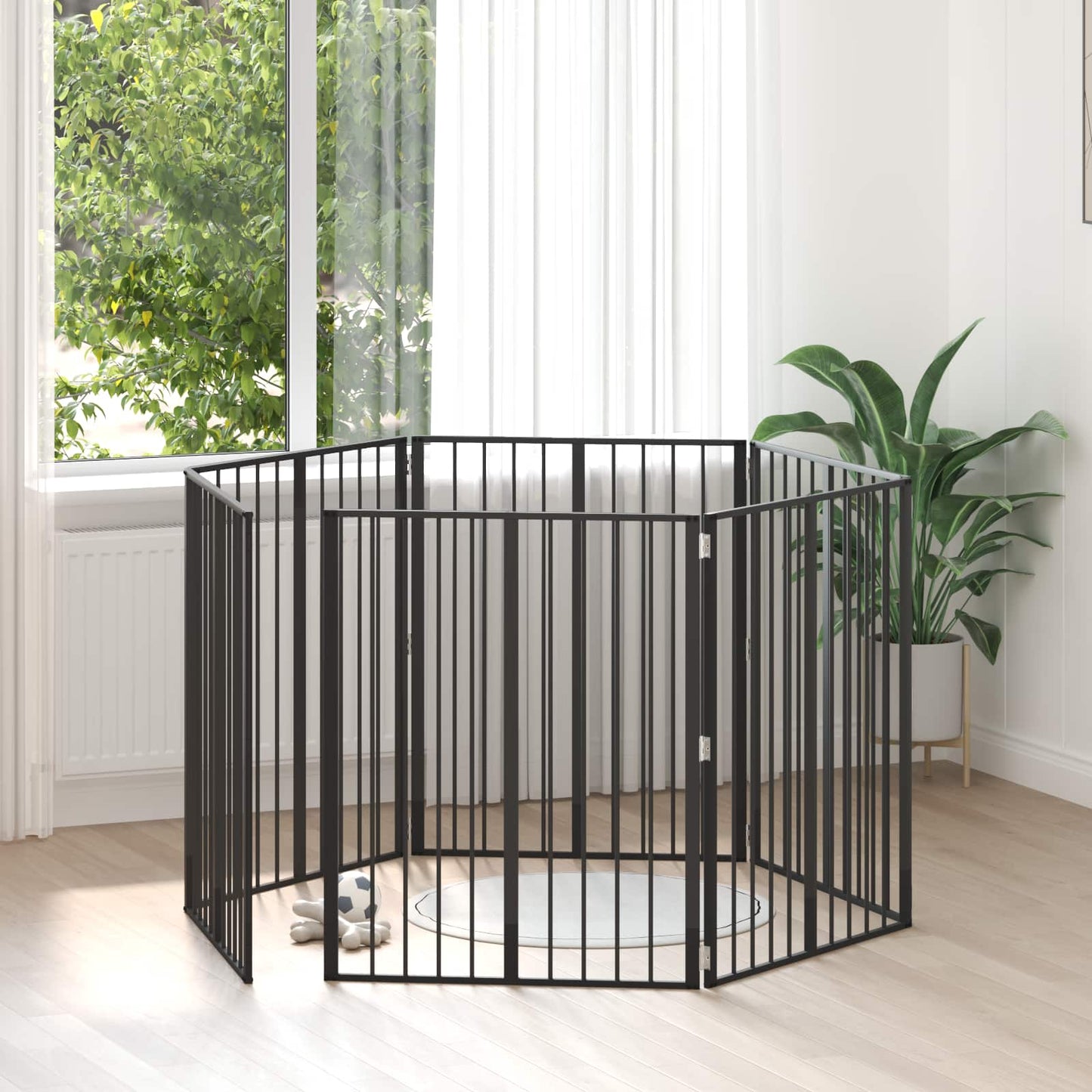 Hondenhek 6 pcs Zwart 80 x 100 cm Gegalvaniseerd staal is nu te koop bij PeponiXL, paradijselijk wonen!