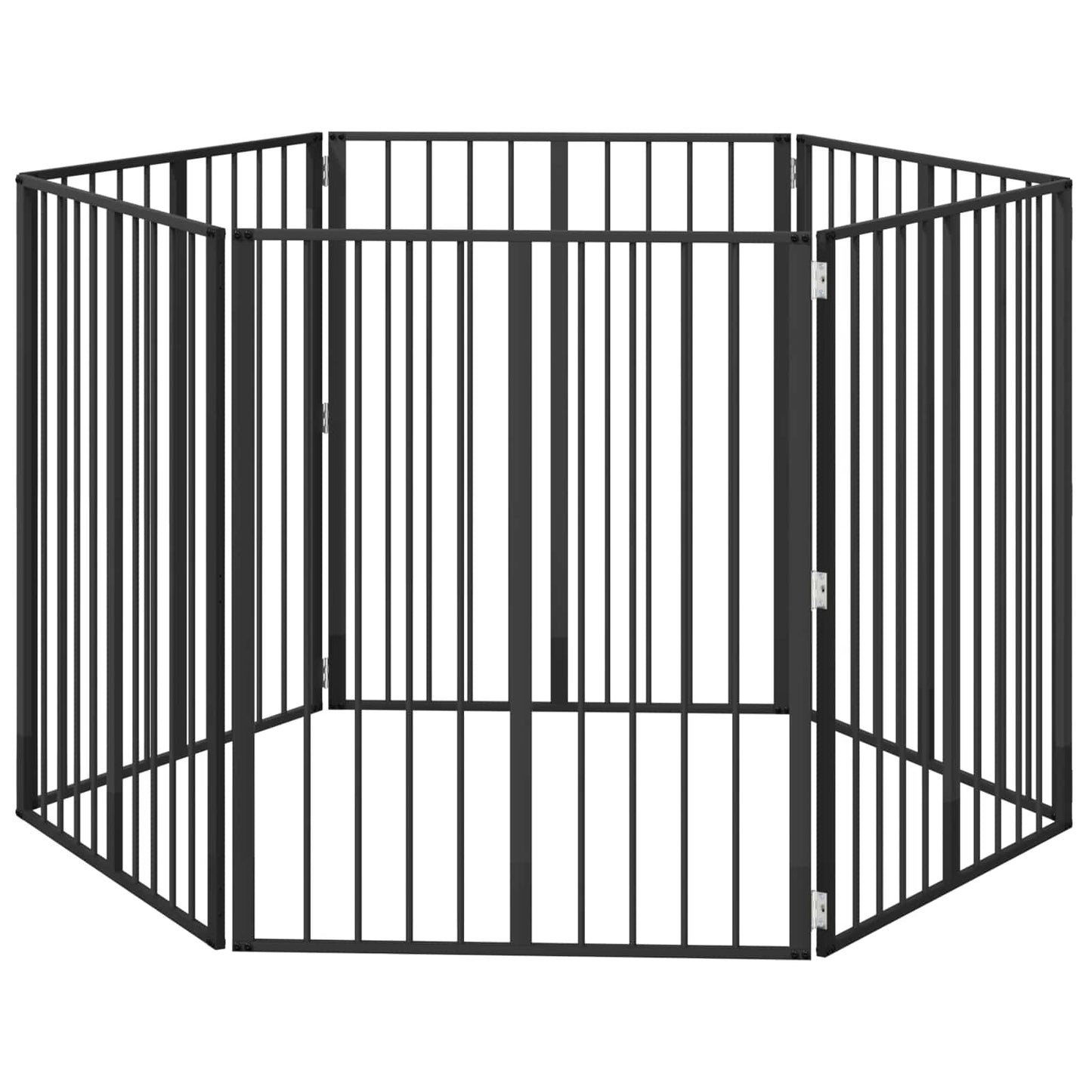 Hondenhek 6 pcs Zwart 80 x 100 cm Gegalvaniseerd staal is nu te koop bij PeponiXL, paradijselijk wonen!