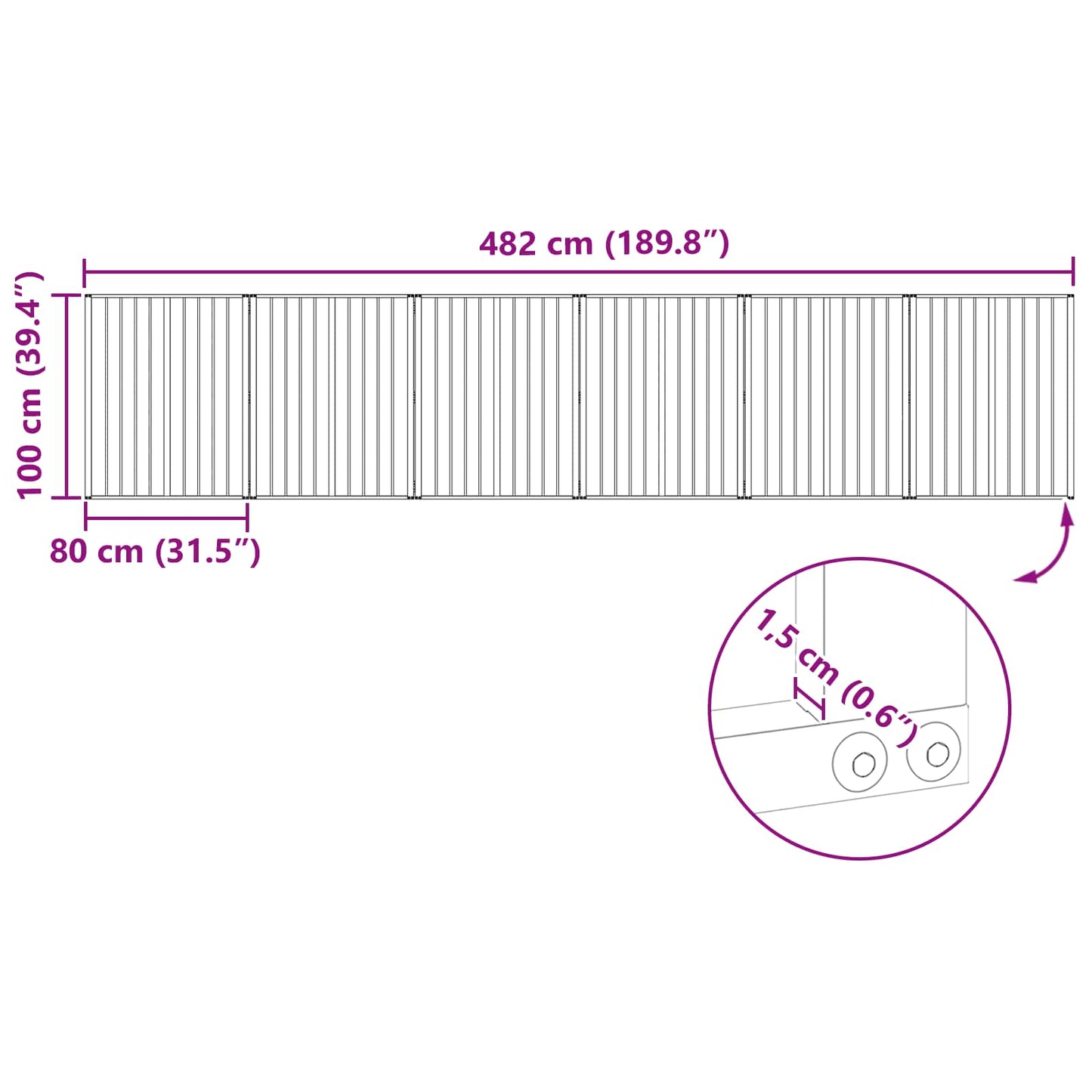 Hondenhek 6 pcs Zwart 80 x 100 cm Gegalvaniseerd staal is nu te koop bij PeponiXL, paradijselijk wonen!