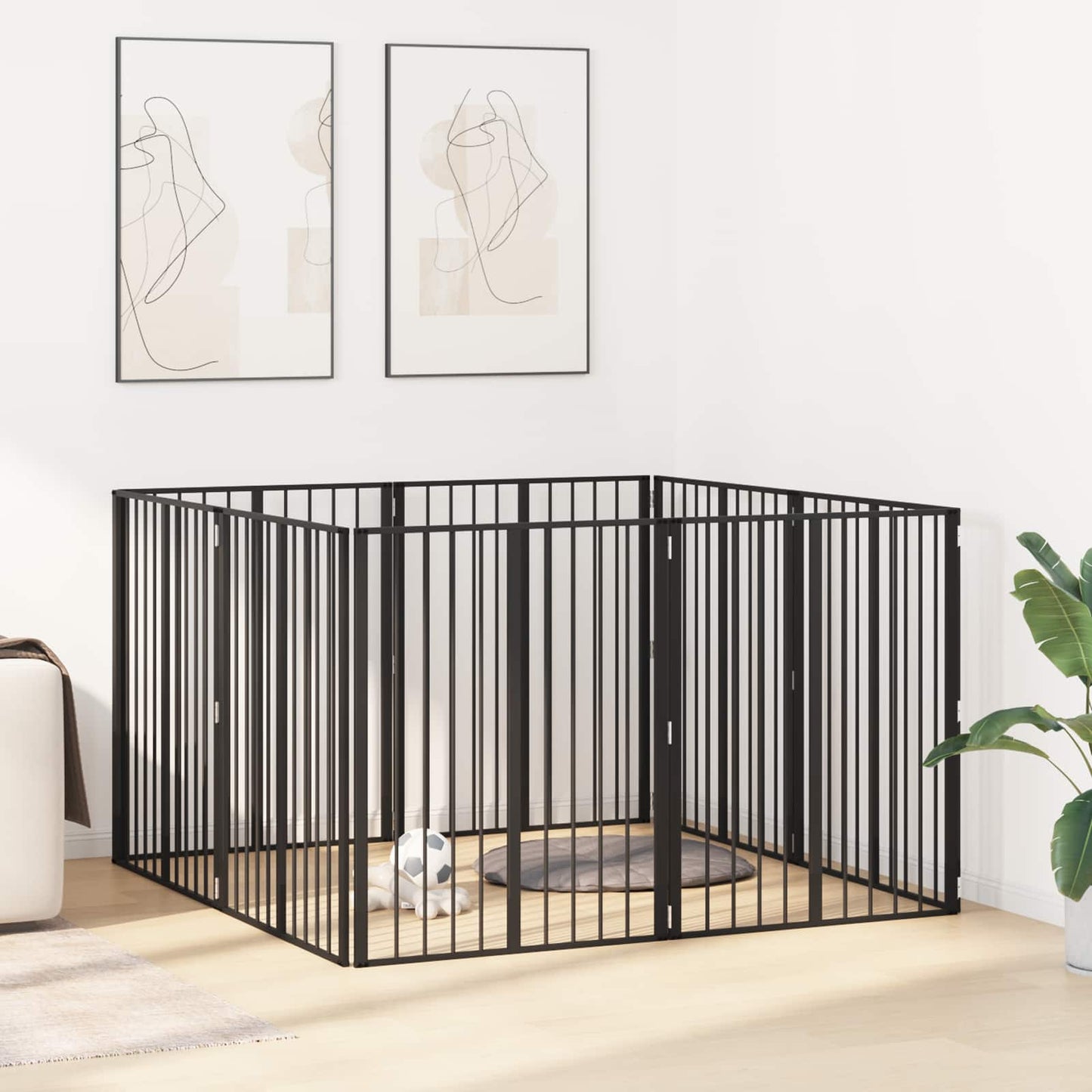 Hondenhek 8 pcs Zwart 80 x 100 cm Gegalvaniseerd staal is nu te koop bij PeponiXL, paradijselijk wonen!