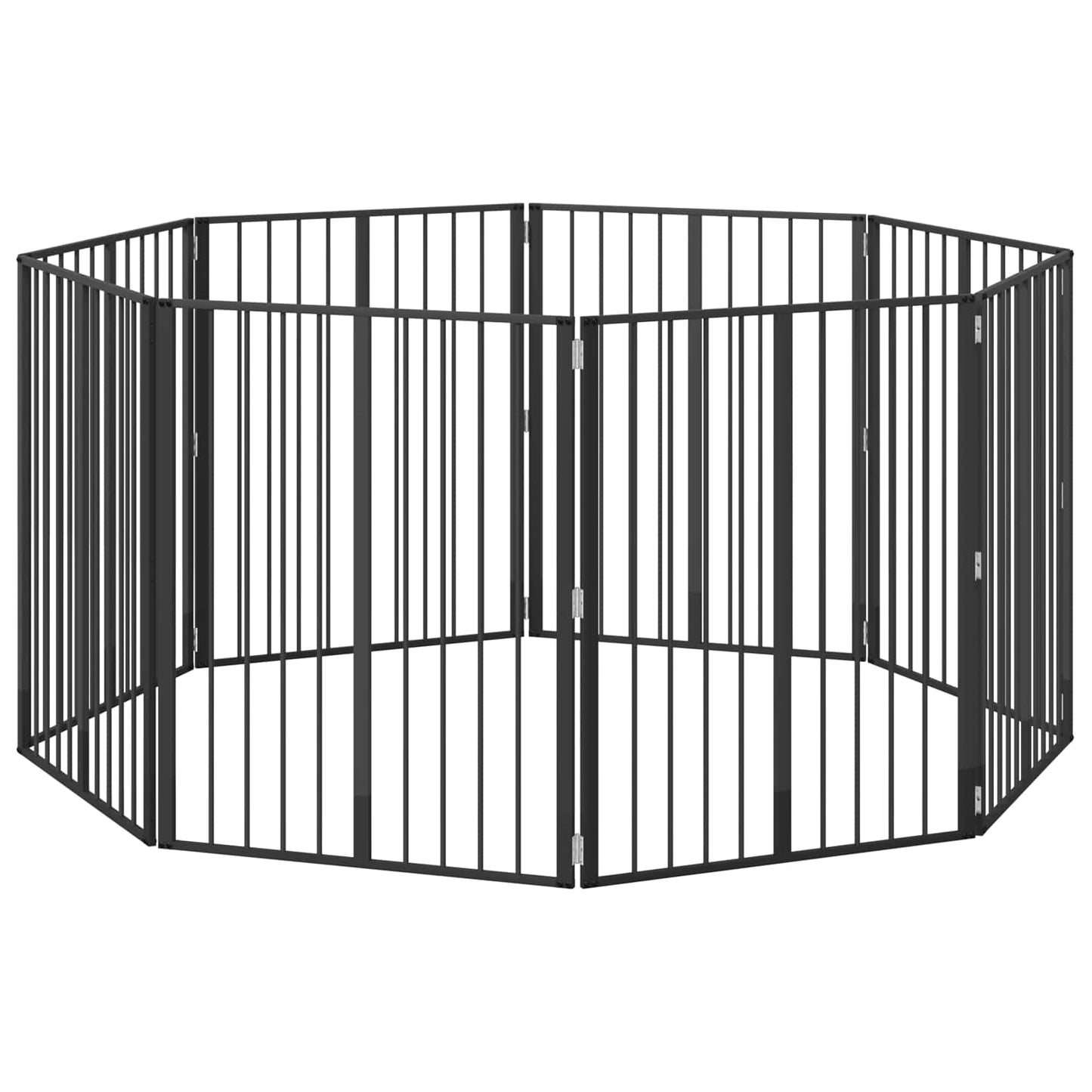 Hondenhek 8 pcs Zwart 80 x 100 cm Gegalvaniseerd staal is nu te koop bij PeponiXL, paradijselijk wonen!