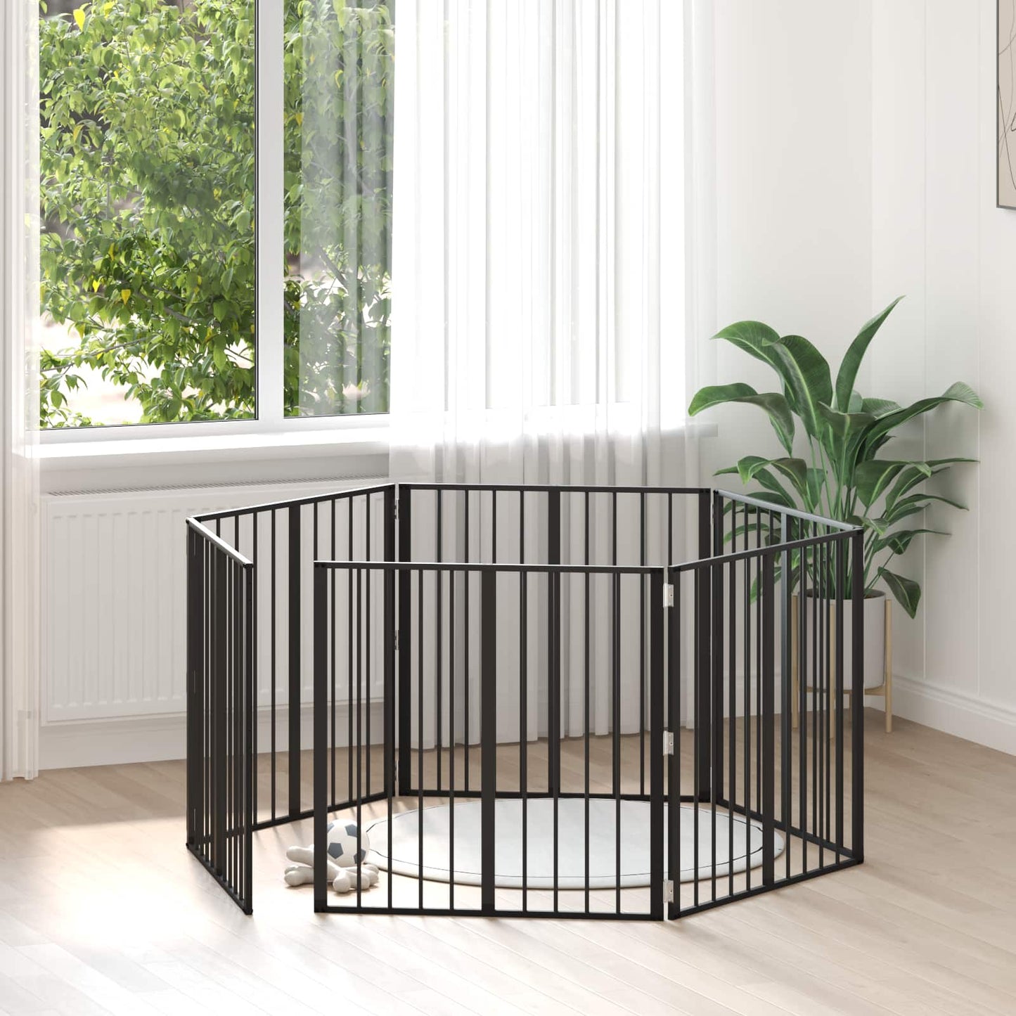 Hondenhek 6 pcs Zwart 80 x 80 cm Gegalvaniseerd staal is nu te koop bij PeponiXL, paradijselijk wonen!