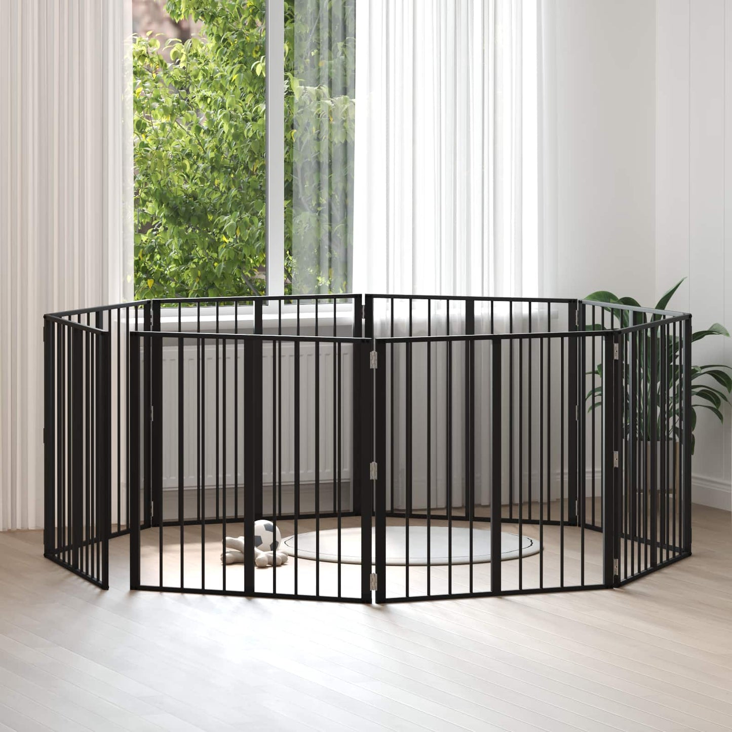 Hondenhek 8 pcs Zwart 80 x 80 cm Gegalvaniseerd staal is nu te koop bij PeponiXL, paradijselijk wonen!