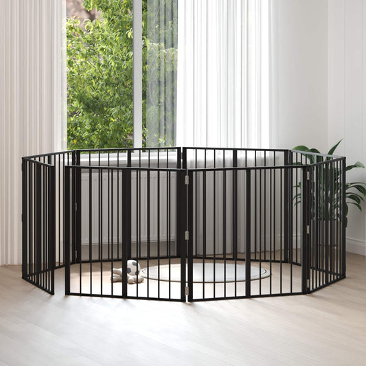 Hondenhek 8 pcs Zwart 80 x 80 cm Gegalvaniseerd staal is nu te koop bij PeponiXL, paradijselijk wonen!