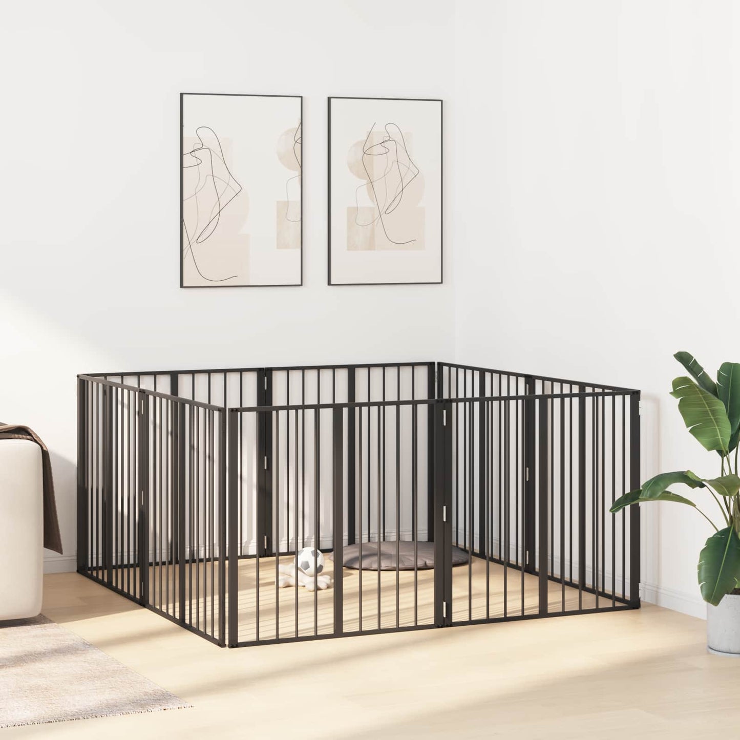 Hondenhek 8 pcs Zwart 80 x 80 cm Gegalvaniseerd staal is nu te koop bij PeponiXL, paradijselijk wonen!