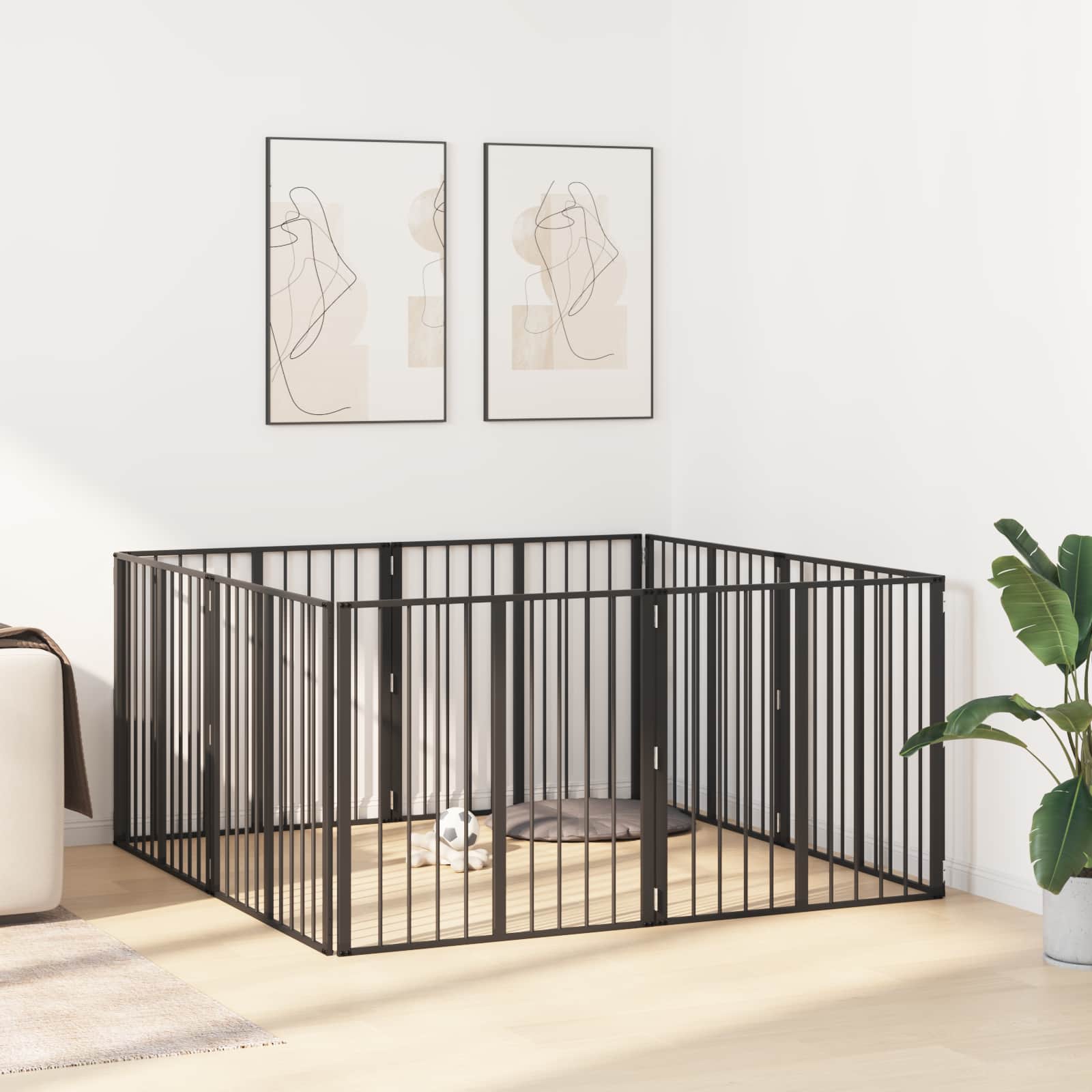 Hondenhek 8 pcs Zwart 80 x 80 cm Gegalvaniseerd staal is nu te koop bij PeponiXL, paradijselijk wonen!