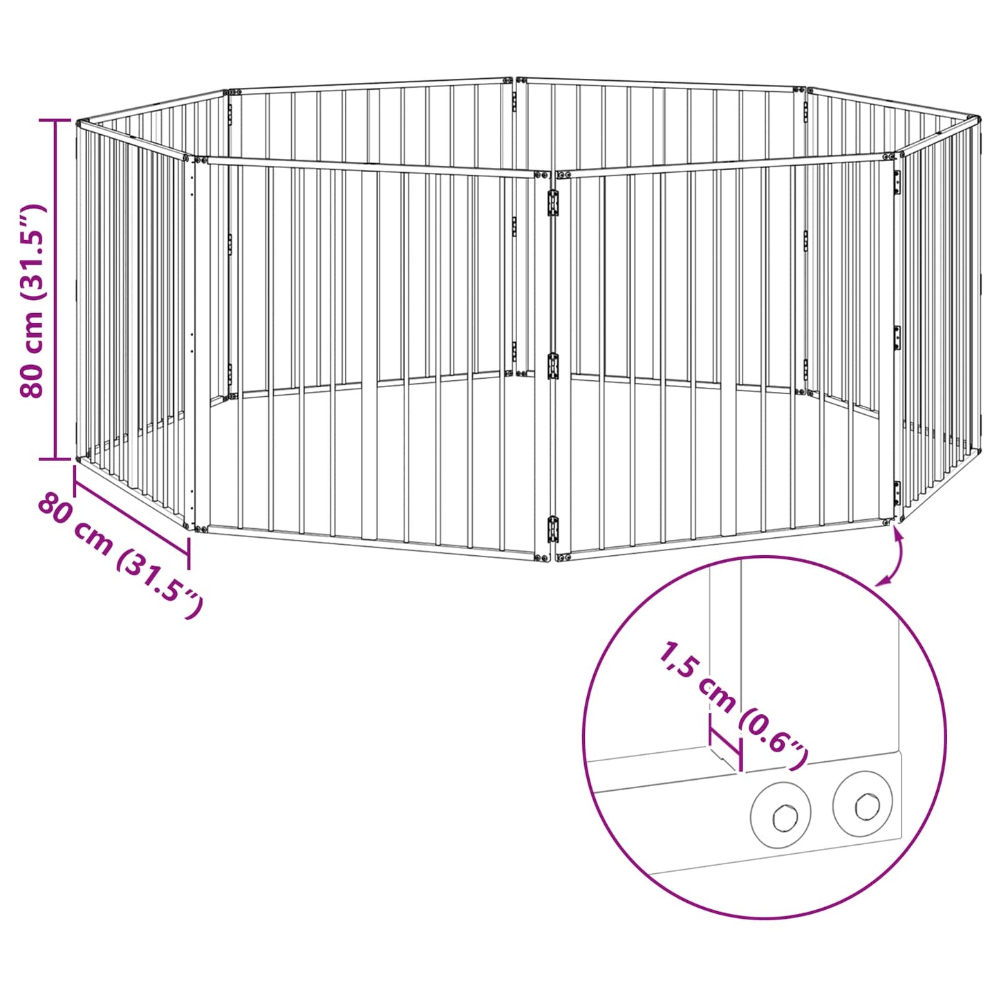 Hondenhek 8 pcs Zwart 80 x 80 cm Gegalvaniseerd staal is nu te koop bij PeponiXL, paradijselijk wonen!