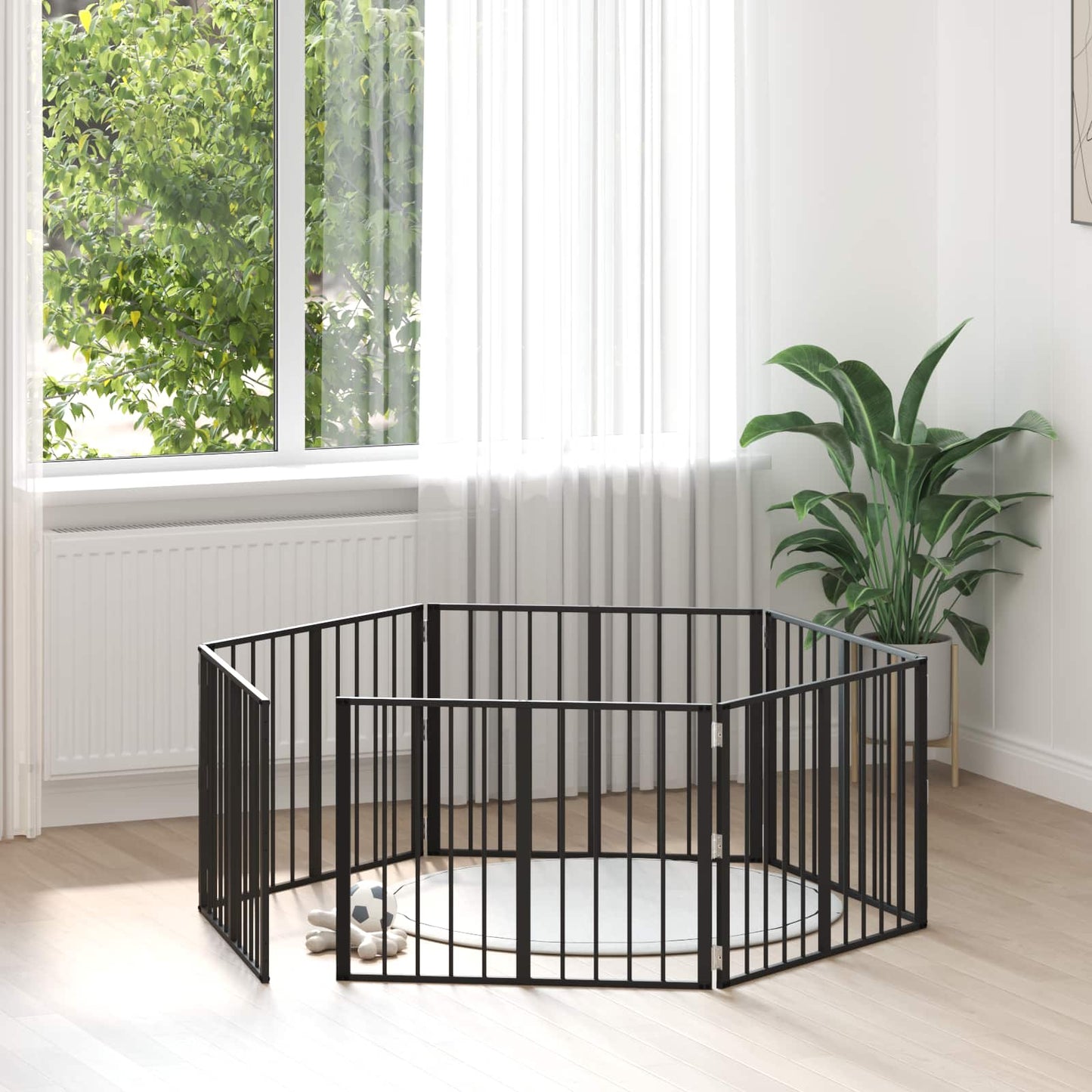 Hondenhek 6 pcs Zwart 80 x 60 cm Gegalvaniseerd staal is nu te koop bij PeponiXL, paradijselijk wonen!