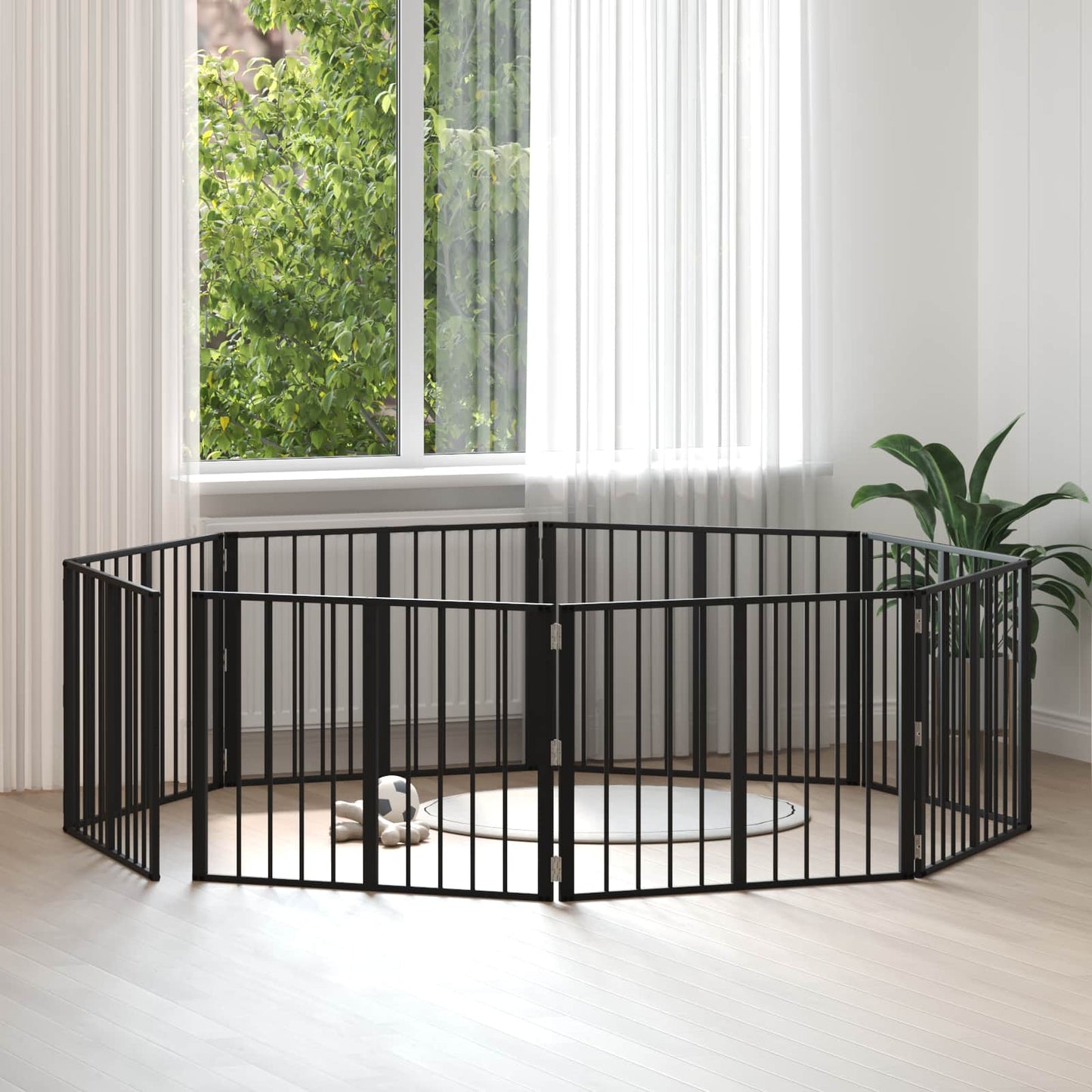 Hondenhek 8 pcs Zwart 80 x 60 cm Gegalvaniseerd staal is nu te koop bij PeponiXL, paradijselijk wonen!