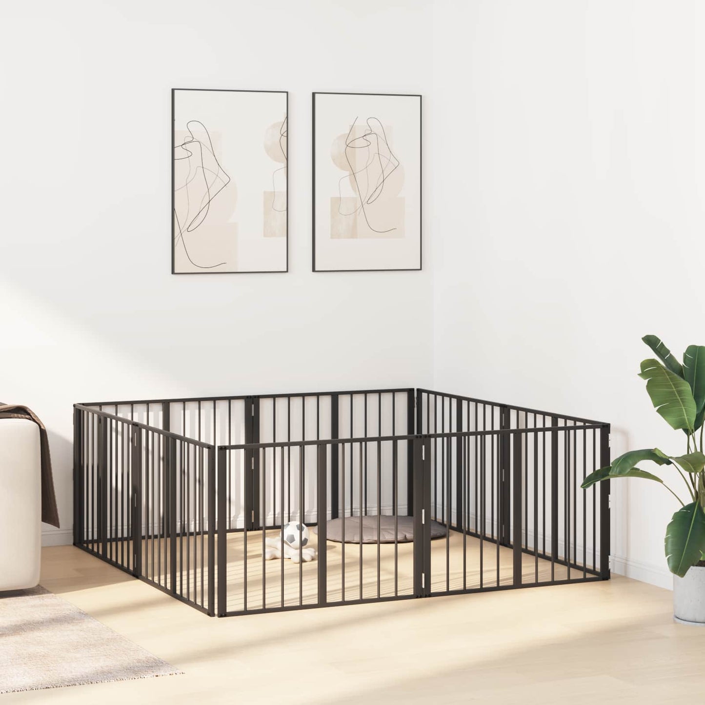 Hondenhek 8 pcs Zwart 80 x 60 cm Gegalvaniseerd staal is nu te koop bij PeponiXL, paradijselijk wonen!